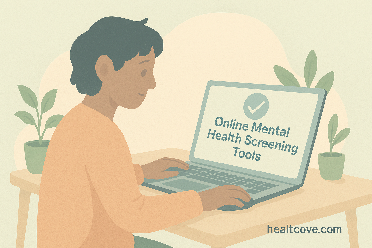 Illustration of person using online mental health tools